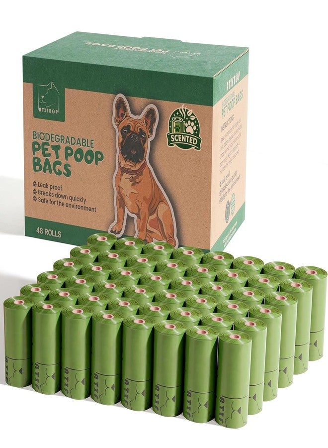 ATIFBOP Biodegradable Dog Poop Bags 720 Count, 48 Rolls Scented Dog Waste Bags, Leak Proof Extra Thick Refill Rolls, Lemon Scented Poop Bags for Dogs - Image 1