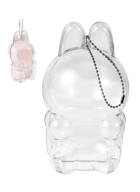 Labubu Series 2 Sitting Protective Case – Clear, Anti - Drop, with Keychain (Seated Figure)
