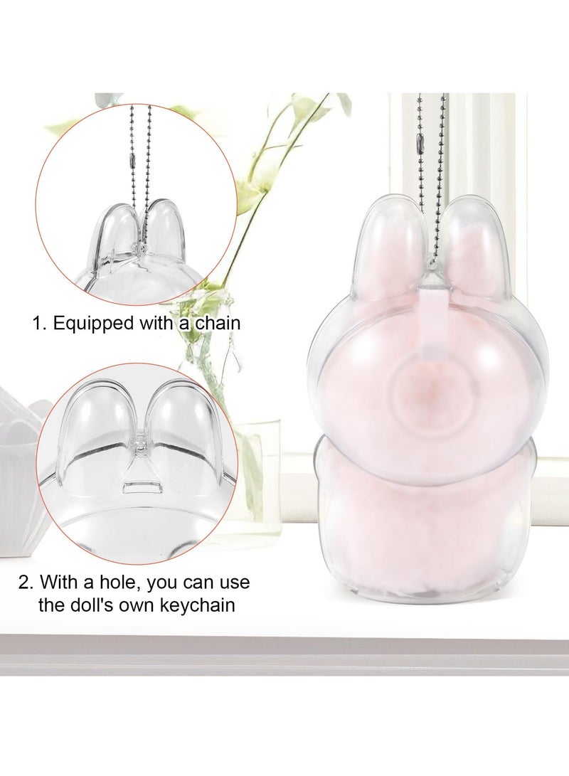 Labubu Series 2 Sitting Protective Case – Clear, Anti - Drop, with Keychain (Seated Figure)