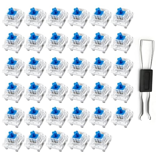 piercing 30Pcs Blue Switch Mechanical Keyboard, Mechanical Keyboard Switches, Switches 30-Pc Blue Clicky 3-Pin Tactile Set with Key Puller Universal - Image 1