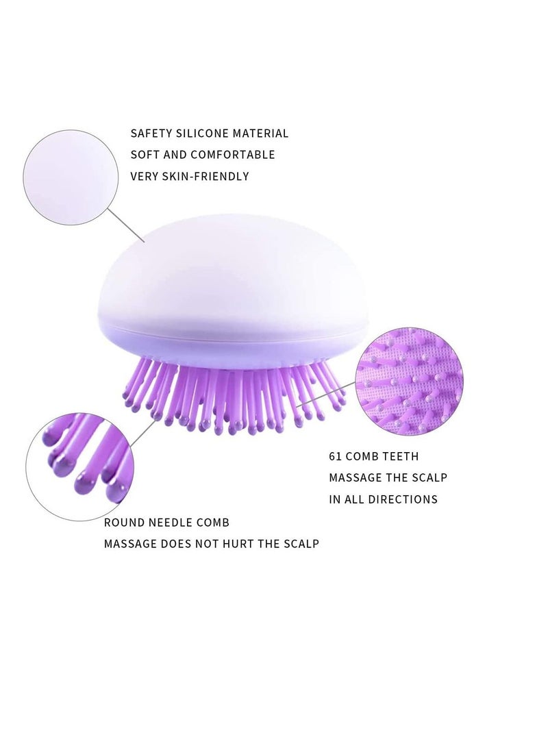Y&D Folding Comb Hair Brushes Cute Mini Pocket Combs Travel Portable AntiStatic Brush Massage Detangling Jellyfish Shape For Curly Wet Dry Tangle Gift purple - Image 2