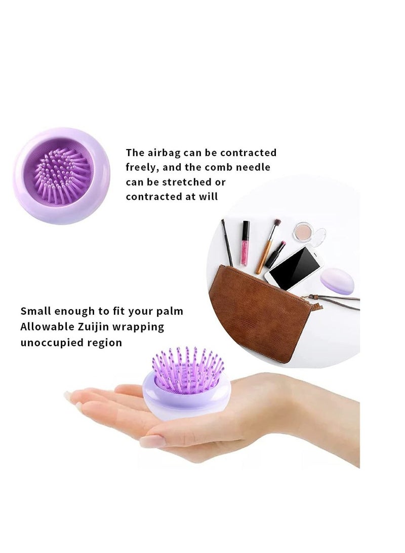 Y&D Folding Comb Hair Brushes Cute Mini Pocket Combs Travel Portable AntiStatic Brush Massage Detangling Jellyfish Shape For Curly Wet Dry Tangle Gift purple - Image 5