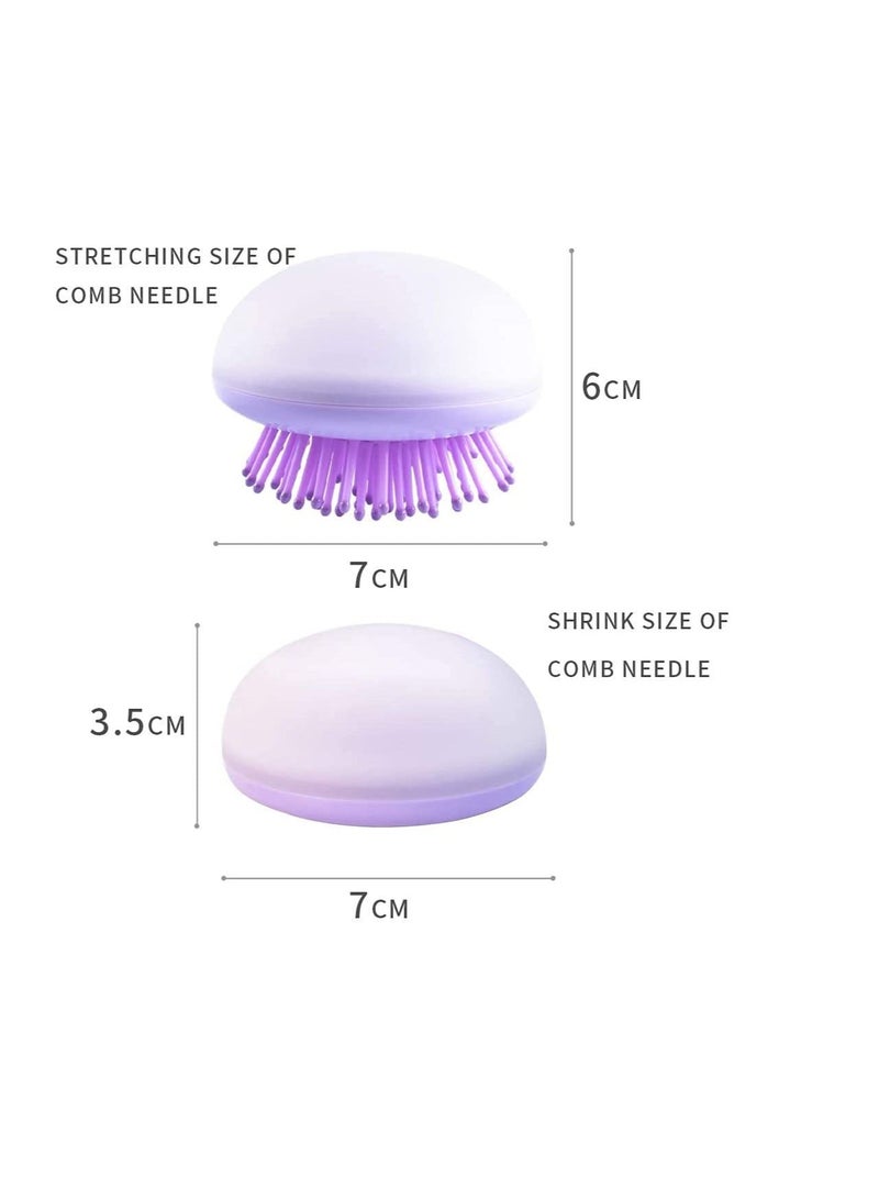 Y&D Folding Comb Hair Brushes Cute Mini Pocket Combs Travel Portable AntiStatic Brush Massage Detangling Jellyfish Shape For Curly Wet Dry Tangle Gift purple - Image 3