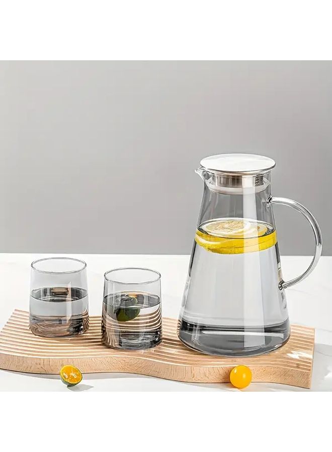 إبريق من زجاج البوروسيليكات الكهرماني مع غطاء آمن للاستخدام في الميكروويف والثلاجة وغسالة الصحون - Image 2