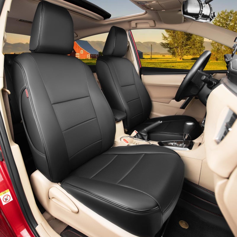 غطاء مقعد السيارة HKZ كامل لمجموعة تويوتا كورولا 2023 2024 2025 كورولا هايبرد LE5 مقاعد كاملة جلد صناعي أسود