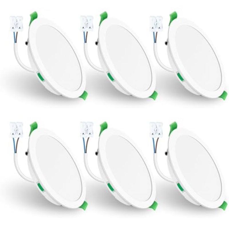 إضاءة كشاف LED غائر، 22 وات 1900 لومن، 3000 ك - 6500 ك، قابل للتعتيم، IP44، أبيض، 6 عبوات، داخلي، حديث، منزل، مطبخ، حمام، غرفة نوم، غرفة معيشة - Image 1