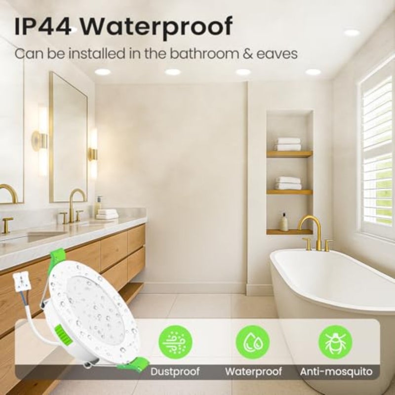 إضاءة كشاف LED غائر، 22 وات 1900 لومن، 3000 ك - 6500 ك، قابل للتعتيم، IP44، أبيض، 6 عبوات، داخلي، حديث، منزل، مطبخ، حمام، غرفة نوم، غرفة معيشة - Image 5