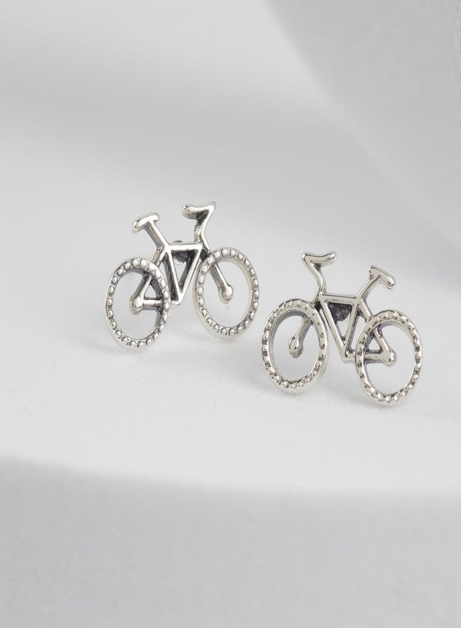 Boma Jewelry Sterling Silver Mountain Bike Bicycle Stud Earrings - Image 3