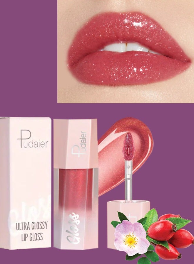 pudaier لمعان فائق لزيت الشفاه اللامع بلمسة م matte زيت الشفاه اللامع بريق معدني أحمر شفاه سائل لامع بريق لامع | لمسة لامعة عالية الصبغة تدوم طويلاً لزيت الشفاه مكياج 07 - Image 1