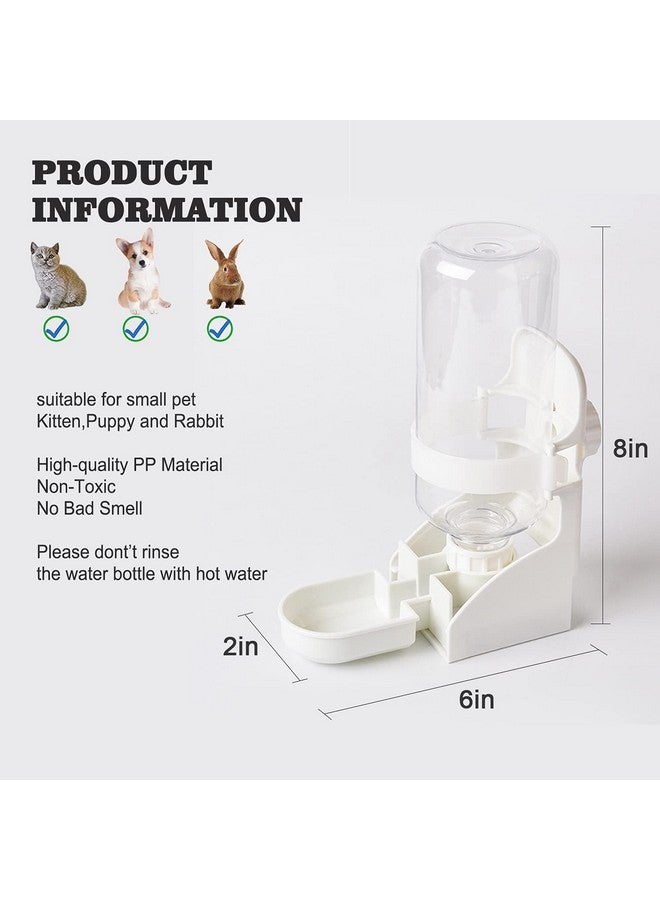 HERCOCCI Rabbit Hay Food Bin Feeder and Bunny Water Bottle Set, Hay Food Feeder Bowls Manger Rack with 500ml Hanging Water Dispenser Prevent Knock Over for Rabbit Guinea Pig Chinchilla (Large, White) - Image 5