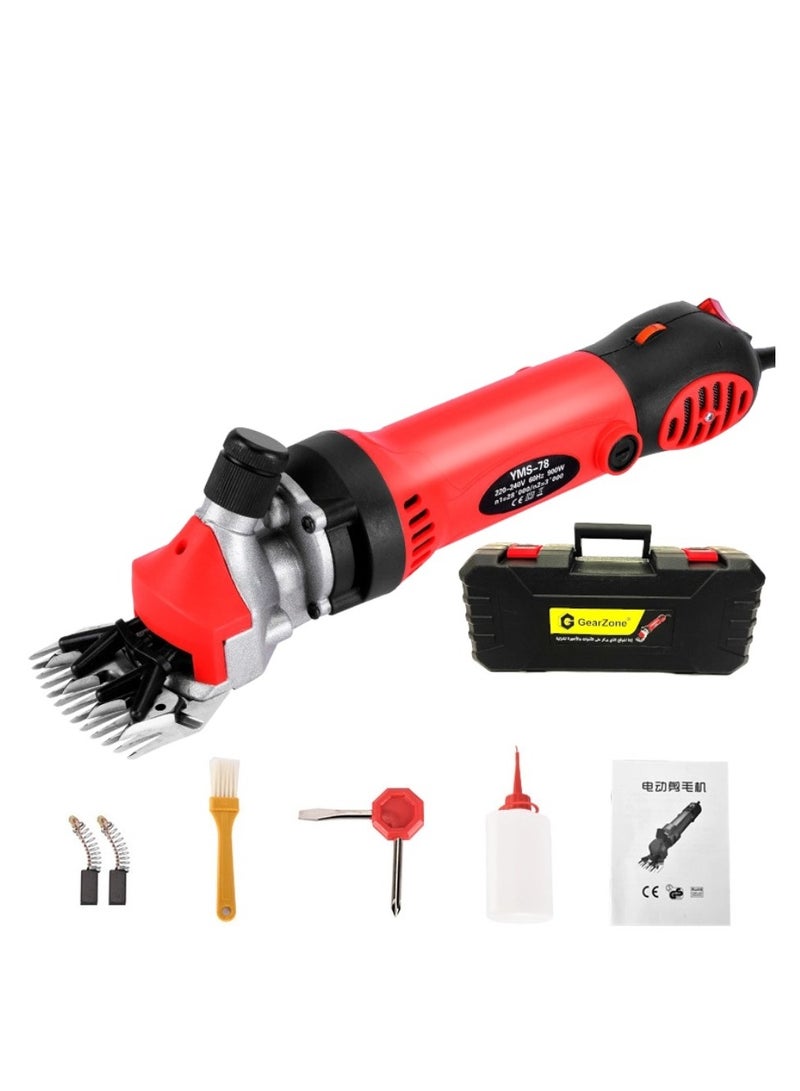 جيرزون مقصات صوف احترافية، مصممة لتصفيف الأغنام، ماكينة تشذيب كهربائية للحيوانات الأليفة بقدرة 1000 واط، ماكينة قص شعر الحيوانات الاحترافية مع سرعة قابلة للتعديل (أحمر) - Image 1