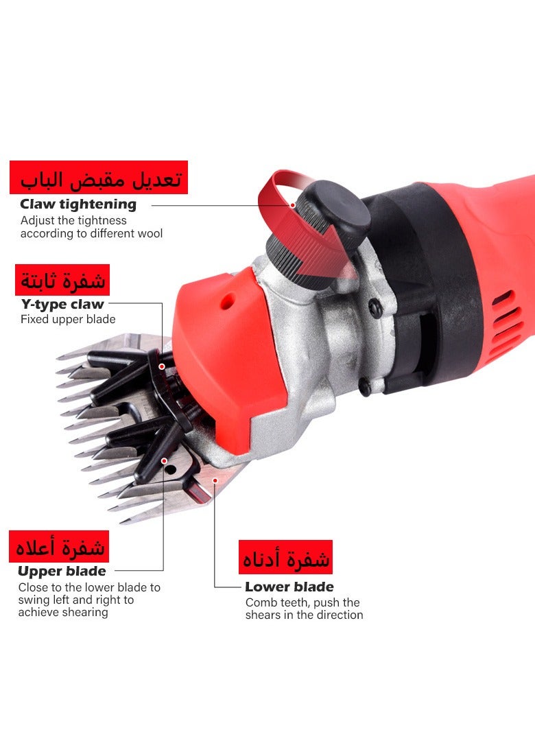 جيرزون مقصات صوف احترافية، مصممة لتصفيف الأغنام، ماكينة تشذيب كهربائية للحيوانات الأليفة بقدرة 1000 واط، ماكينة قص شعر الحيوانات الاحترافية مع سرعة قابلة للتعديل (أحمر) - Image 2