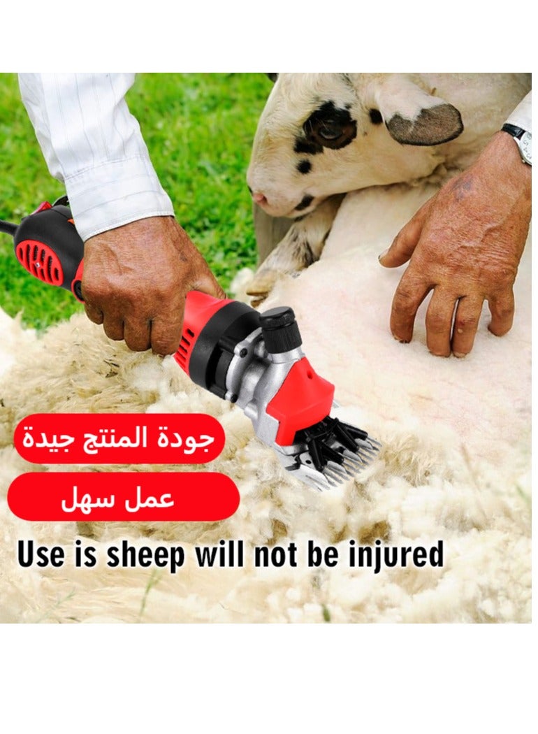 جيرزون مقصات صوف احترافية، مصممة لتصفيف الأغنام، ماكينة تشذيب كهربائية للحيوانات الأليفة بقدرة 1000 واط، ماكينة قص شعر الحيوانات الاحترافية مع سرعة قابلة للتعديل (أحمر) - Image 4