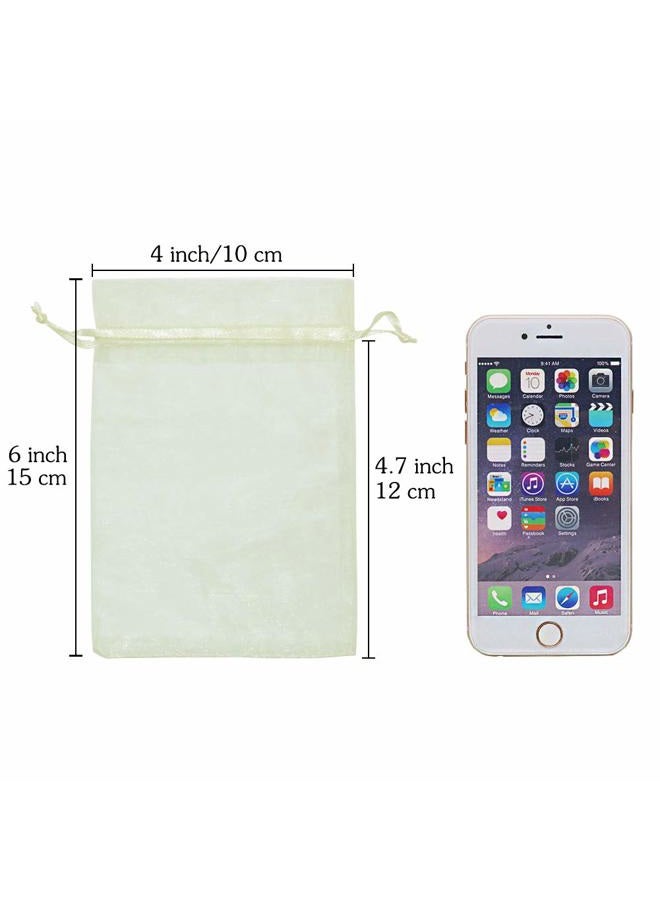 HRX Package Organza Bags 4x6 inch 100pcs, Mesh Jewelry Pouches Candy Drawstring Gift Bags Small Sachet for Christmas Wedding Giveaways (pastel yellow) - Image 2