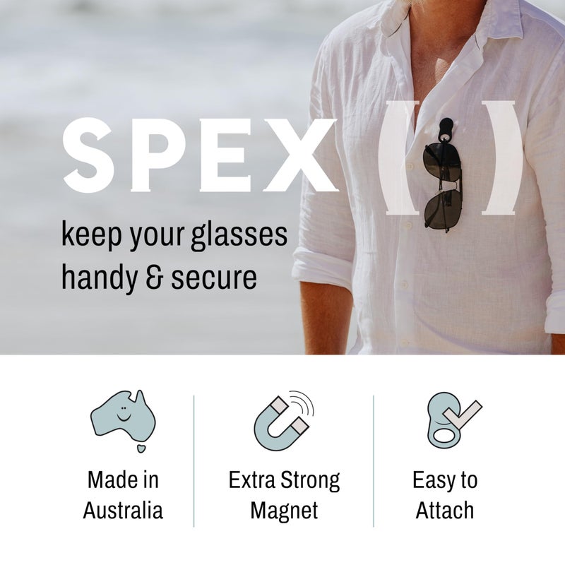 KLIPSTA SPEX Glasses Clips (Black+Stone 2-pack) - Magnetic Glasses Holder for Clothes. Eyewear Strap Alternative, ID Badge Holder. - Image 3