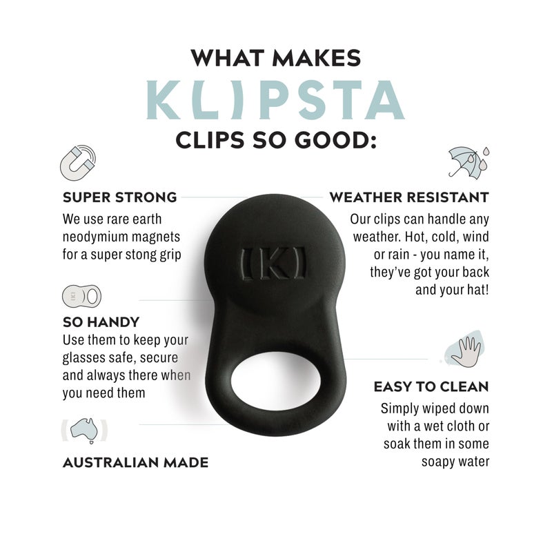 KLIPSTA SPEX Glasses Clips (Black+Stone 2-pack) - Magnetic Glasses Holder for Clothes. Eyewear Strap Alternative, ID Badge Holder. - Image 5