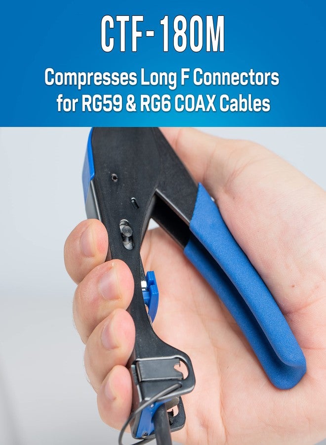 جونارد تولز مجموعة تركيب كابل محوري TK-RG64 من Jonard Tools مع أداة ضغط محورية (RG6، RG59، RG11)، وقاطع كابل، ومجرد أسلاك، تتضمن (عبوة من 10) موصلات RG6 F - Image 4