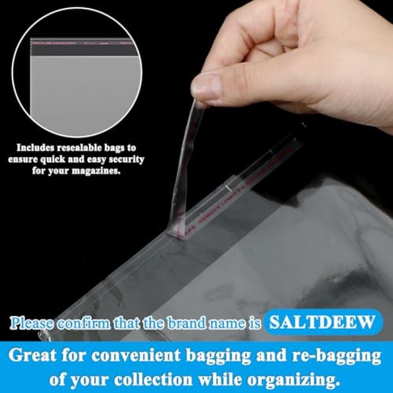 Magazine Protectors 23.5 x 29 cm Clear Plastic Sleeves - Resealable Cellophane Bags for Magazine Storage Photo Protection Document Organization - Image 5