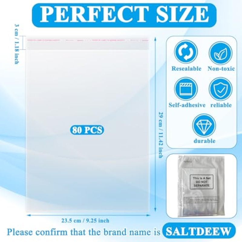Magazine Protectors 23.5 x 29 cm Clear Plastic Sleeves - Resealable Cellophane Bags for Magazine Storage Photo Protection Document Organization - Image 2