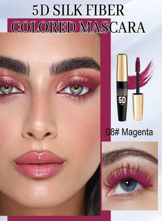 Lestpola Burgundy Waterproof Tube Mascara, Volume and Length Volumizng Colored Mascara for Eyelashes, Long Lasting Smudge-proof Lengthening 5D Lash Máscara with Silk Fiber, No Flaking or Clumping - Image 2