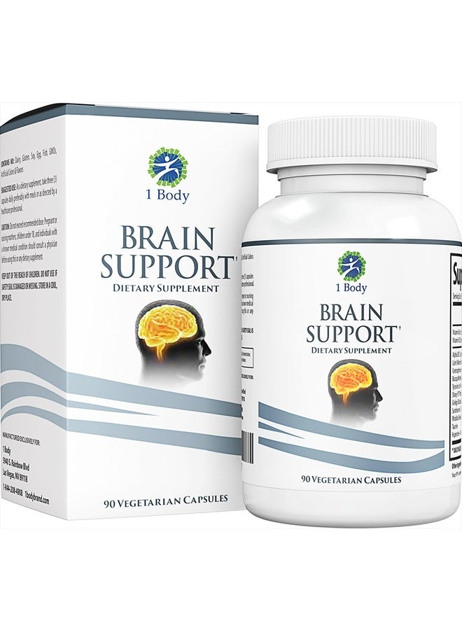 1 Body Brain Support Focus Supplement Pills - Support Healthy Brain Function with Nootropics, Improve Memory and Boost Focus - Alpha GPC, Lions Mane Extract, Bacopa Monnieri - Image 1