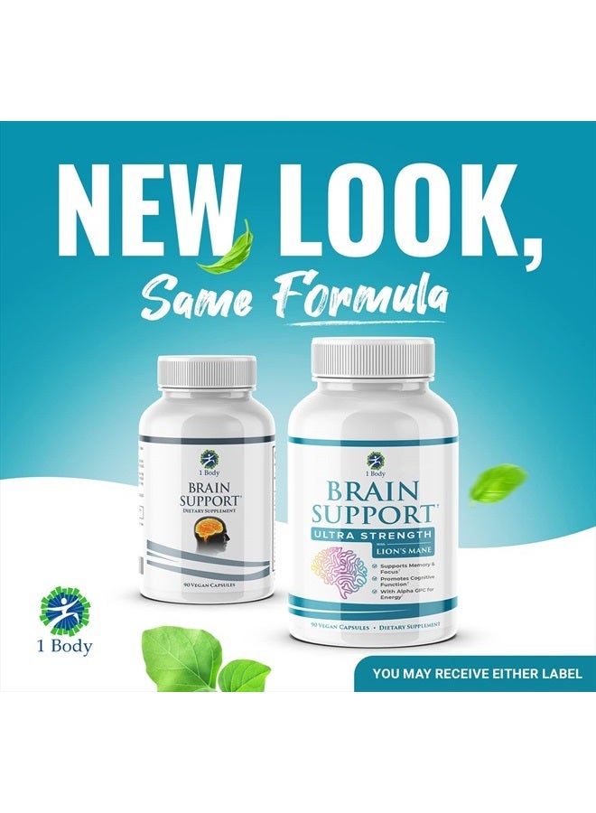 1 Body Brain Support Focus Supplement Pills - Support Healthy Brain Function with Nootropics, Improve Memory and Boost Focus - Alpha GPC, Lions Mane Extract, Bacopa Monnieri - Image 2