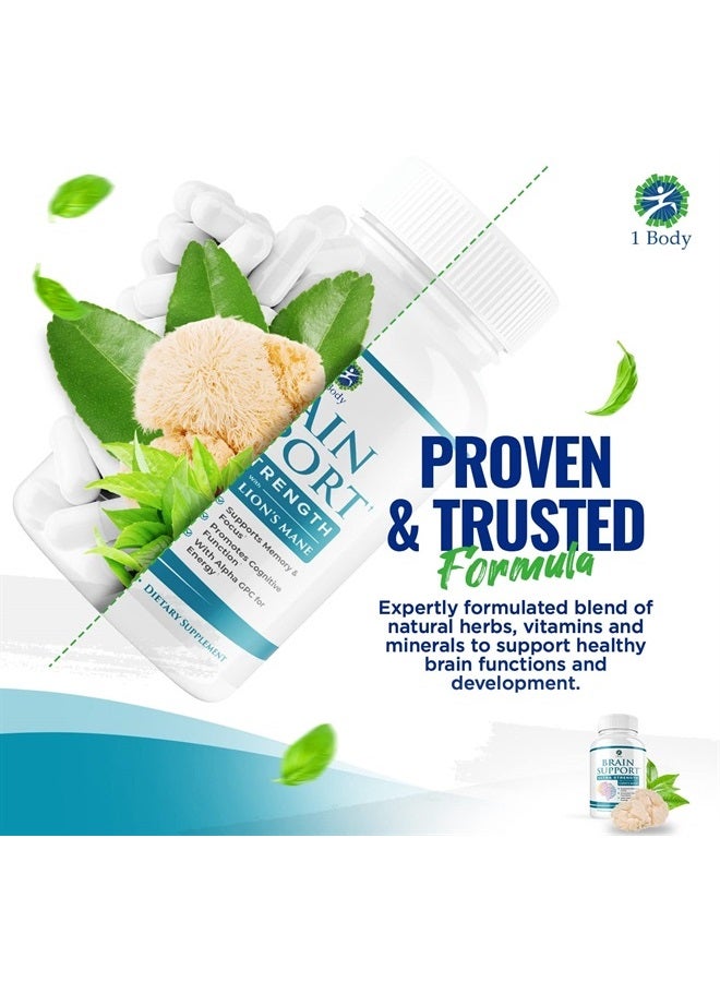 1 Body Brain Support Focus Supplement Pills - Support Healthy Brain Function with Nootropics, Improve Memory and Boost Focus - Alpha GPC, Lions Mane Extract, Bacopa Monnieri - Image 5