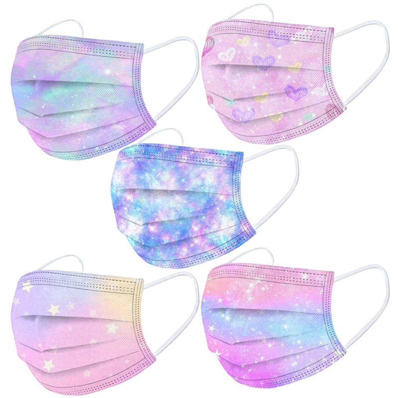 YUGYUJ 50Pcs Kids Face Mask Childrens 3 Ply Non-Woven Protective Breathable Kids Face Mask for Boys Girls Outdoor School (50Pcs Kids Mask B) - Image 3