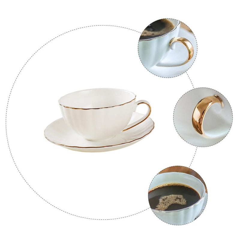 Elegant Gold Trim Bone China Coffee Cup And Saucer Set For Tea Or Juice - Image 4