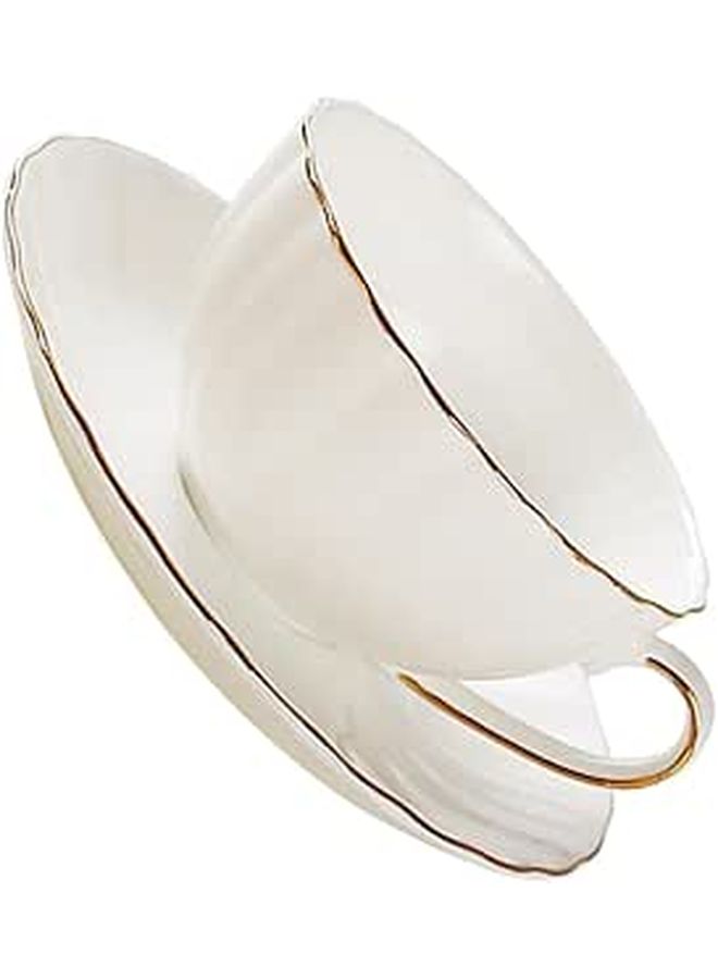 Elegant Gold Trim Bone China Coffee Cup And Saucer Set For Tea Or Juice - Image 1