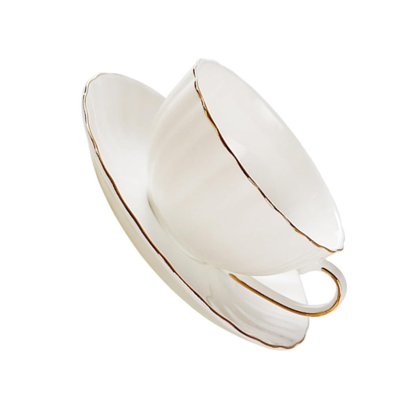 Elegant Gold Trim Bone China Coffee Cup And Saucer Set For Tea Or Juice - Image 2