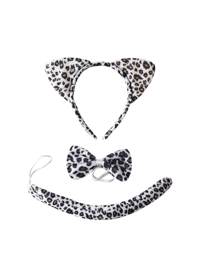 NIBEMINENT Cartoon headband, head accessory, animal three-piece set, rabbit, cat, tiger, ears, bow tie, tail