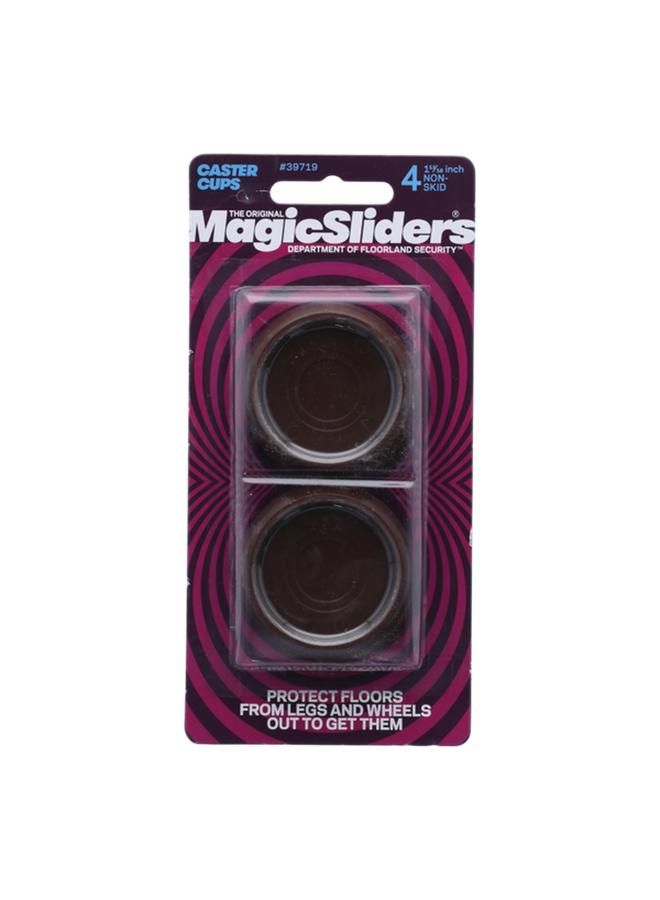 Magic Sliders 4-Piece Non-Skid Round Caster Cups Brown 1-11/16inch 39719 - Image 1