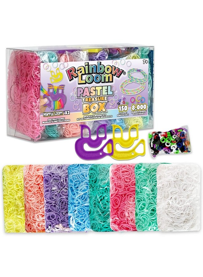 Rainbow Loom Rainbow Loom® Treasure Box Pastel Edition, 8,000 Rubber Bands in 8 Different Pastel Colors, and a Bonus of 2 Happy Looms, Great Activities for Boys and Girls 7+  - Image 1