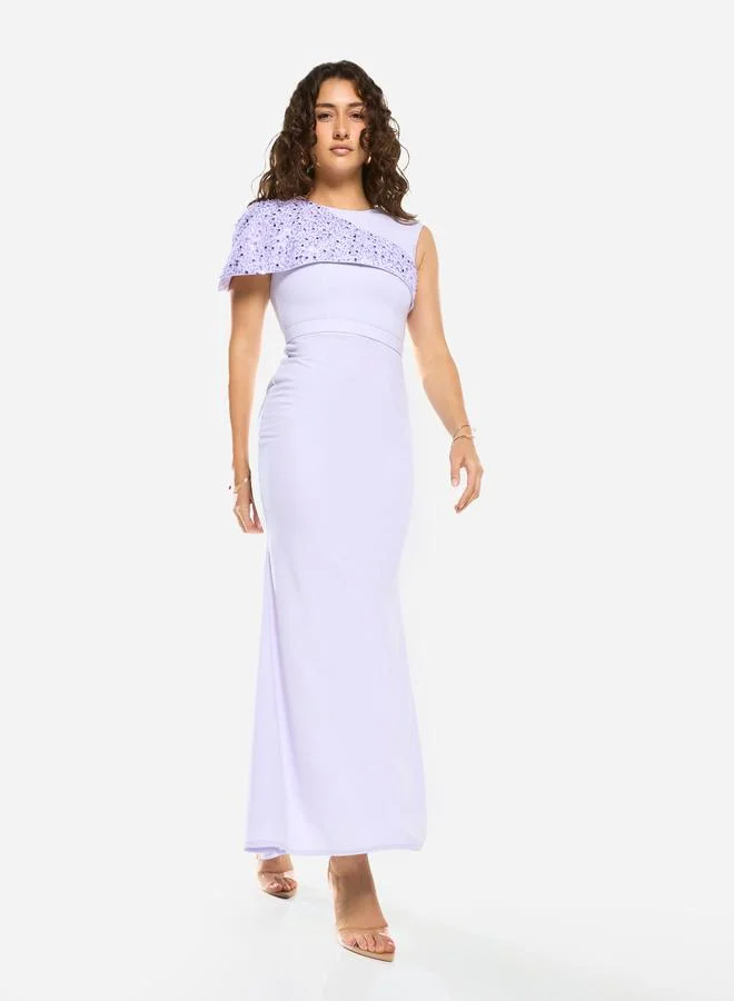 House of Moda Embellished Overlay Gown Maxi Dress