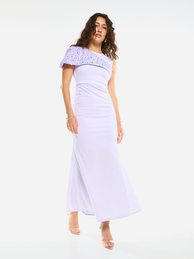House of Moda Embellished Overlay Gown Maxi Dress - Image 3