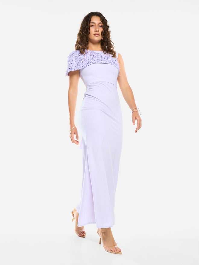 House of Moda Embellished Overlay Gown Maxi Dress - Image 2