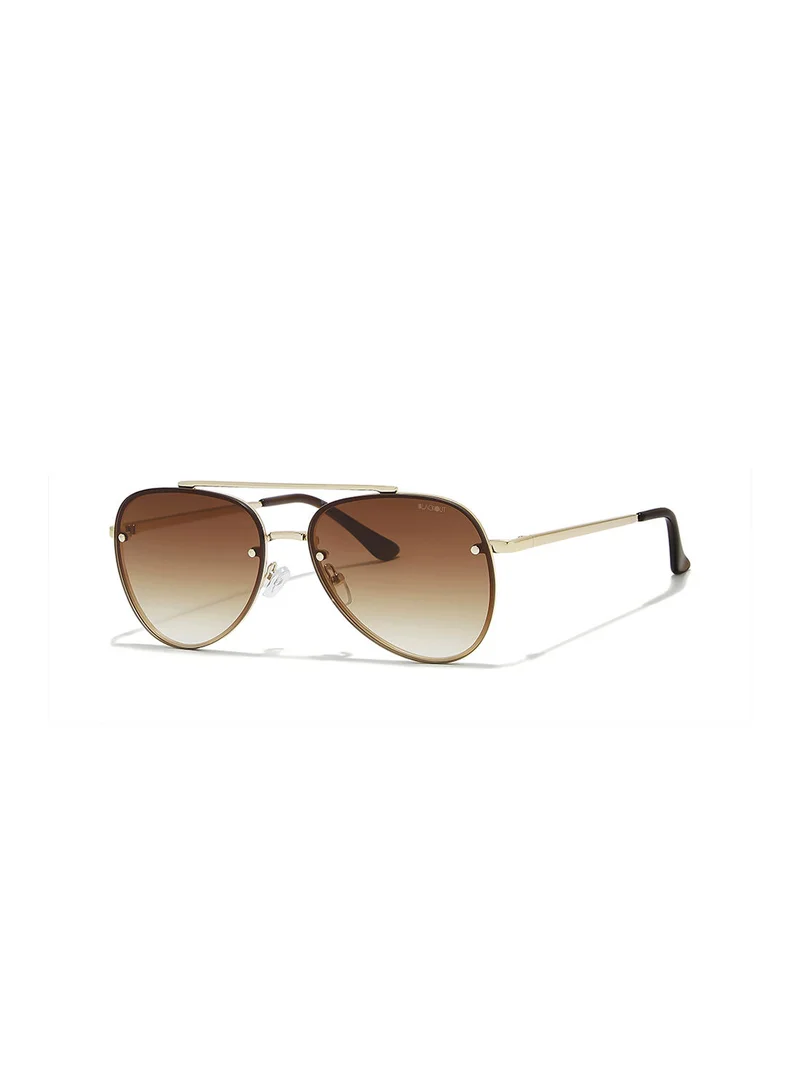 Blackout Glam,Unisex Sunglasses, Aviator Sunglasses, UV Protection: UV400 (Gold,Brown)