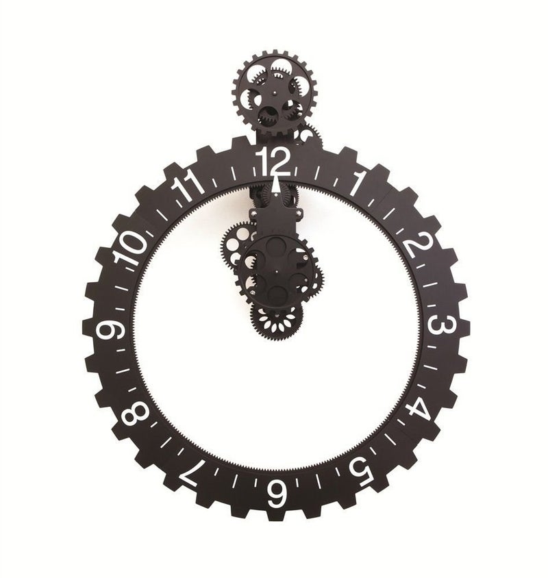 KIKKERLAND Kikkerland Big Wheel Hour Wall Clock Black