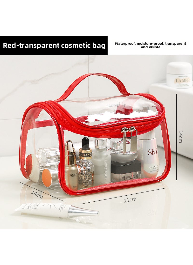 Generic - Large PVC Clear Cosmetic Bag Portable Pillow Pouch Red PVC Pillow Cosmetic Bag - Image 1