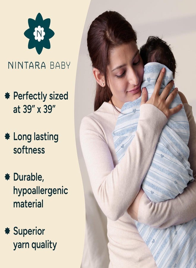 NINTARABABY Swaddle - 100% Organic Premium Muslin Cotton, 39" x 39", Ultra-Soft, Breathable & Lightweight, Multipurpose, Unisex, Hypoallergenic, Gifts for Newborn Babies, Pack of 3 - Image 2