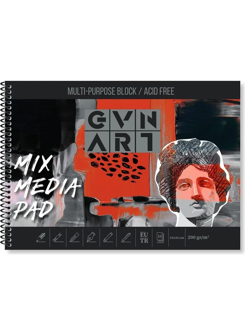 Gvn Art Mix Media Multi-Purpose Art Block Notebook 200GR 25X35CM 15 Pages