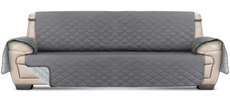 Utopia Bedding Reversible Oversized Sofa Couch Cover Water Resistant Slipcover Furniture Protector with Foam Sticks and Elastic Straps for Kids Dogs Pets 35 Seater GrayLight Gray