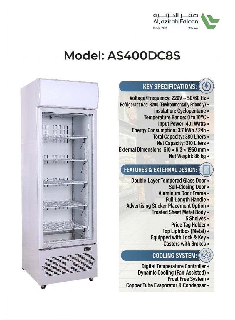 Aston Showcase Refrigerator, Single Door, 380L, 13.6Cu.Ft, Steel Flooring- AS400DC8S - Image 4