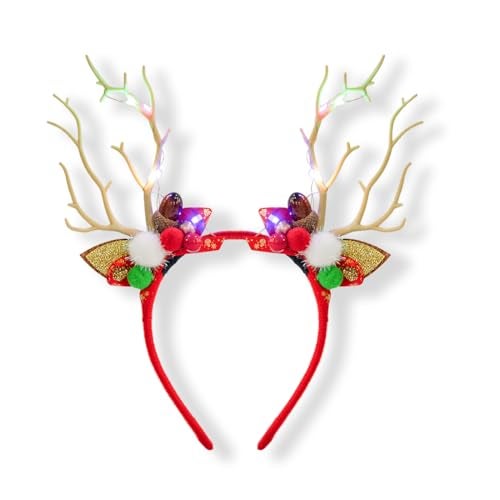 Radhu & Kabby Christmas Reindeer Antler Headband for Girls |Hairband with LED Lights | Christmas Party Accessory | Fancy & Stylish | One Piece - Image 1