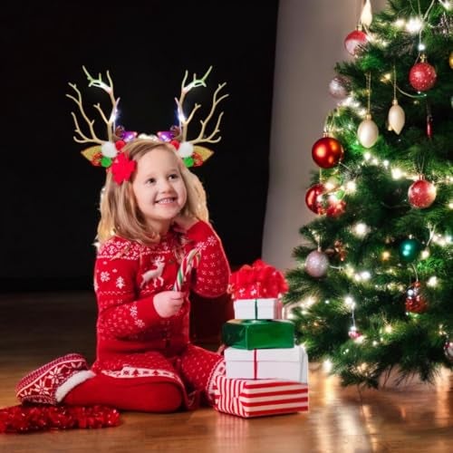 Radhu & Kabby Christmas Reindeer Antler Headband for Girls |Hairband with LED Lights | Christmas Party Accessory | Fancy & Stylish | One Piece - Image 3