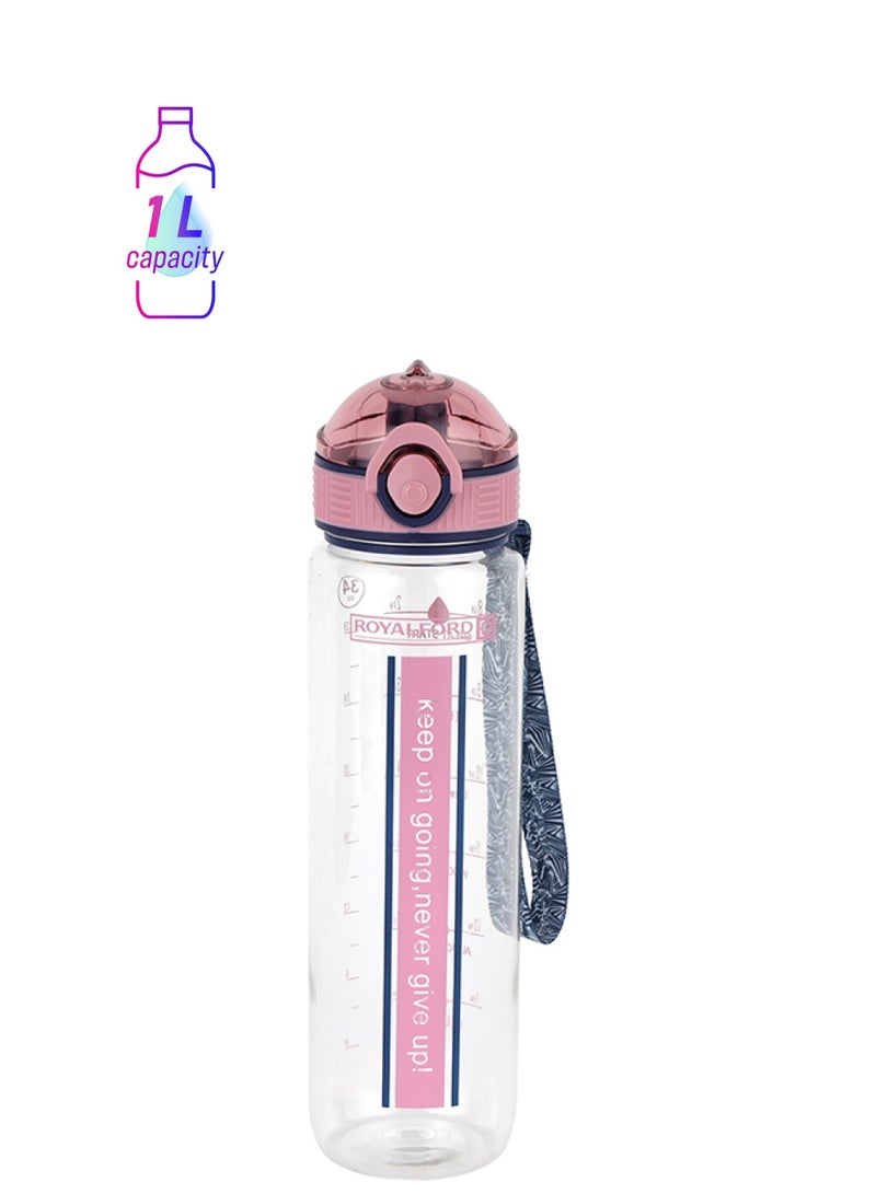 Royalford 1000ml Water Bottle RF12159 with Tracker, Motivational Bottles with Flip Lid, PP Sipper and Straw Perfect for School, Office and Gym Leak-Proof Food-Grade and Elegant Design Multicolor - Image 1