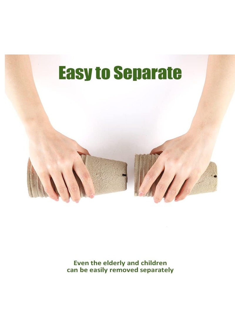 Peat Pots,100 Packs 3.15 Inch Seed Starting Pots with Drainage Holes Round Nursery Pot,Biodegradable Round Plant Seed Starter Peat Pots Germination Seedling Trays - Image 4