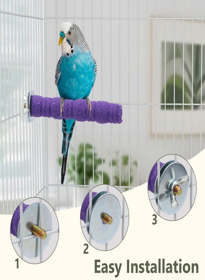 Litewoo Pet Bird Perch Parrot Rough-surfaced Stand Toy Branch Nature Wood Quartz Sand Branches Nail Perch for Small Medium Birds Cockatiel Parakeet Conure Cage Accessories (Purple, 4.3in) - Image 5