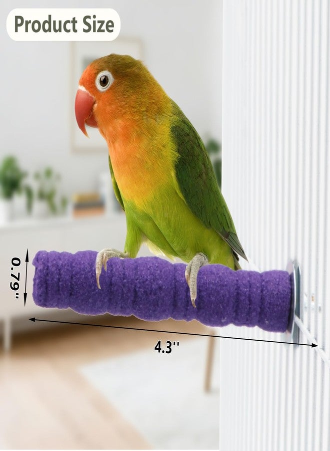 Litewoo Pet Bird Perch Parrot Rough-surfaced Stand Toy Branch Nature Wood Quartz Sand Branches Nail Perch for Small Medium Birds Cockatiel Parakeet Conure Cage Accessories (Purple, 4.3in) - Image 2